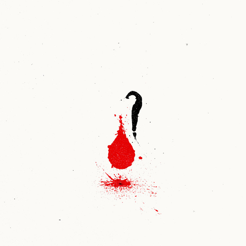 A single ink droplet with a questioning curl
