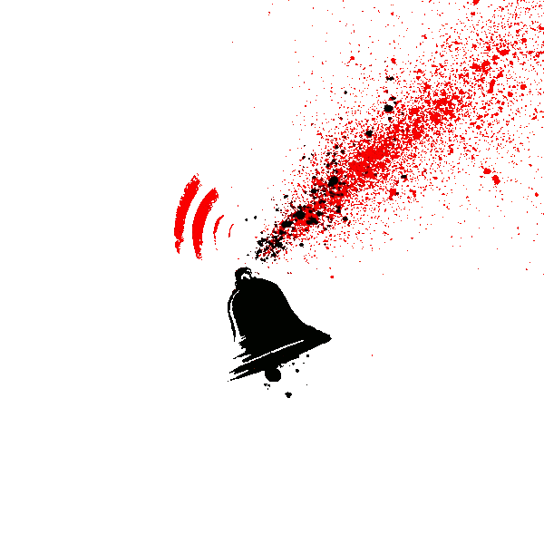 A school bell with brush-stroke sound waves