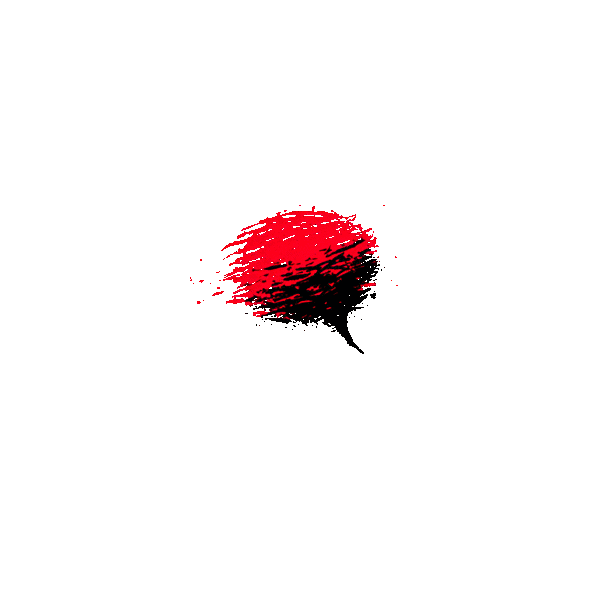 A chat bubble woven from brush strokes