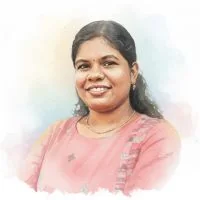A watercolour portrait of Janani