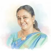 A watercolour portrait of Kanniyammal