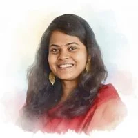 A watercolour portrait of Nandini Karky